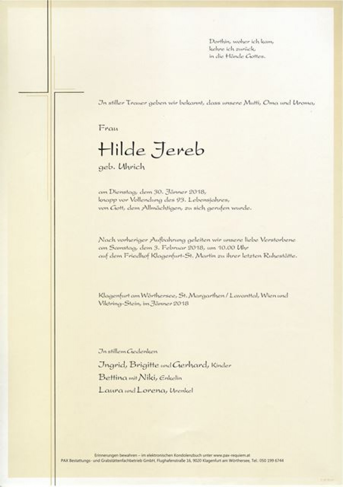 Parte Hilde Jereb, geb. Uhrich