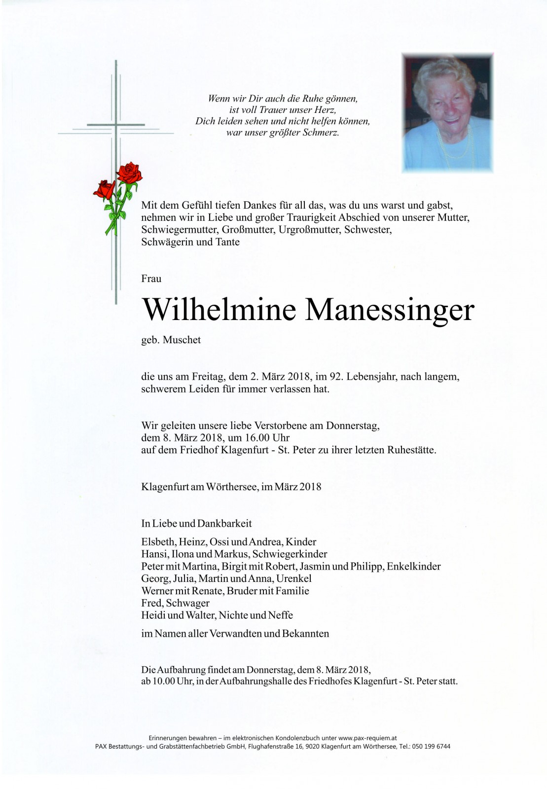 Parte Wilhelmine Manessinger