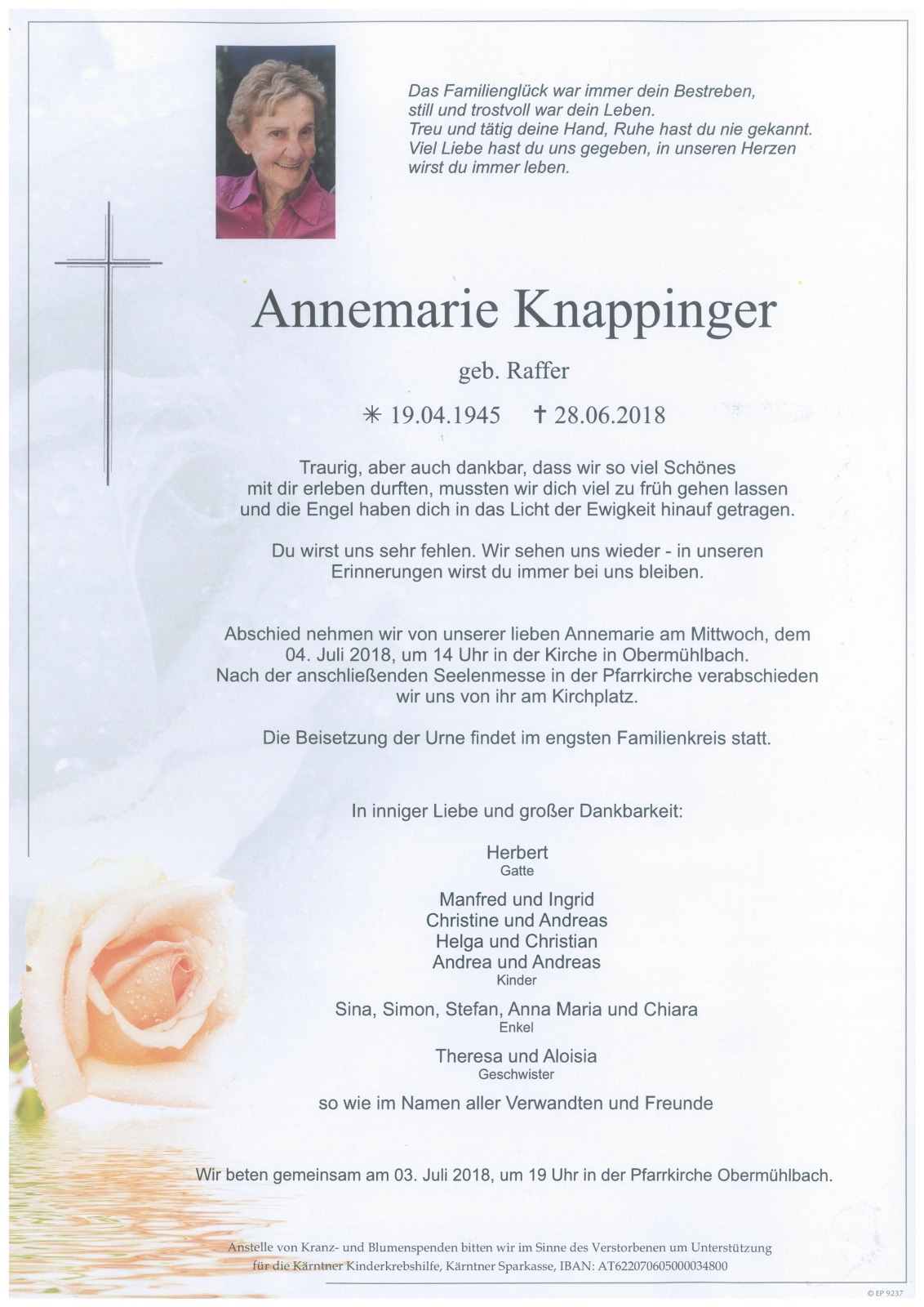 Parte Annemarie Knappinger geb. Raffer