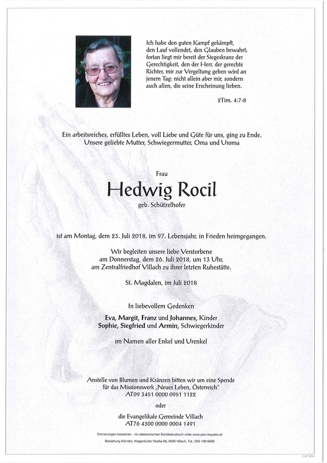 Parte Hedwig Rocil geb. Schützelhofer