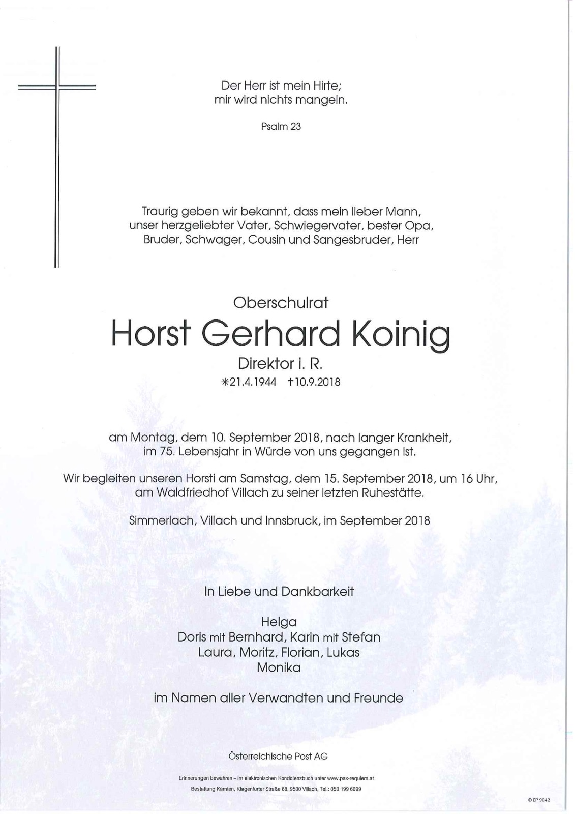 Parte Oberschulrat Horst Gerhard Koinig