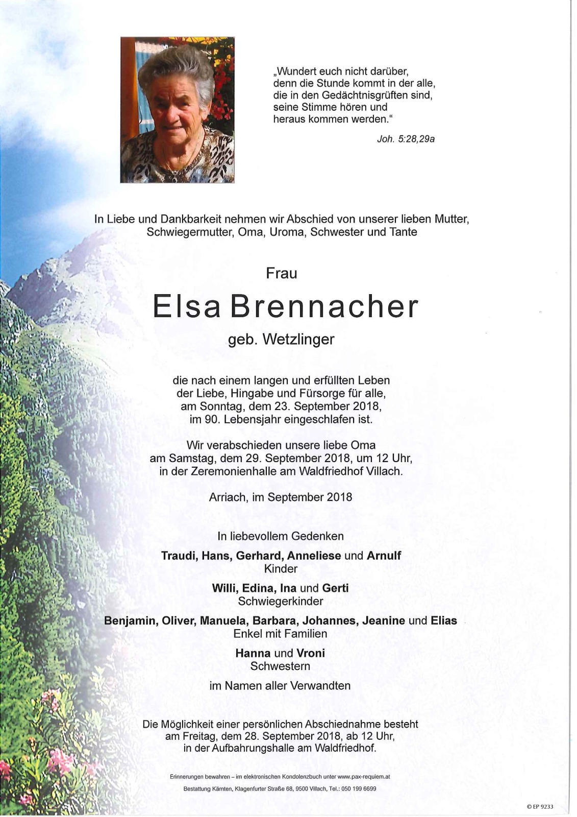 Parte Elsa Brennacher geb. Wetzlinger