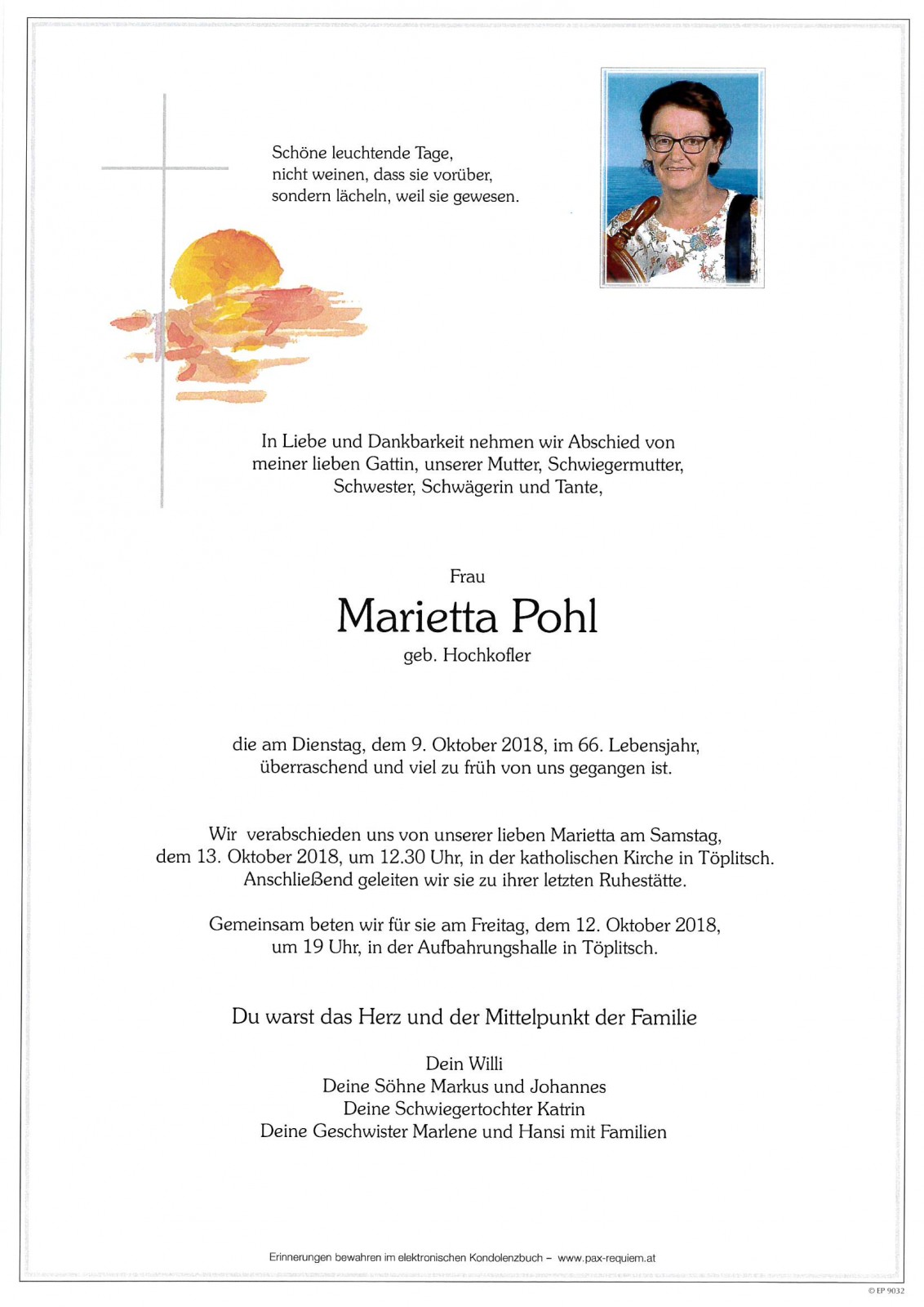 Parte Marietta Pohl, geb. Hochkofler