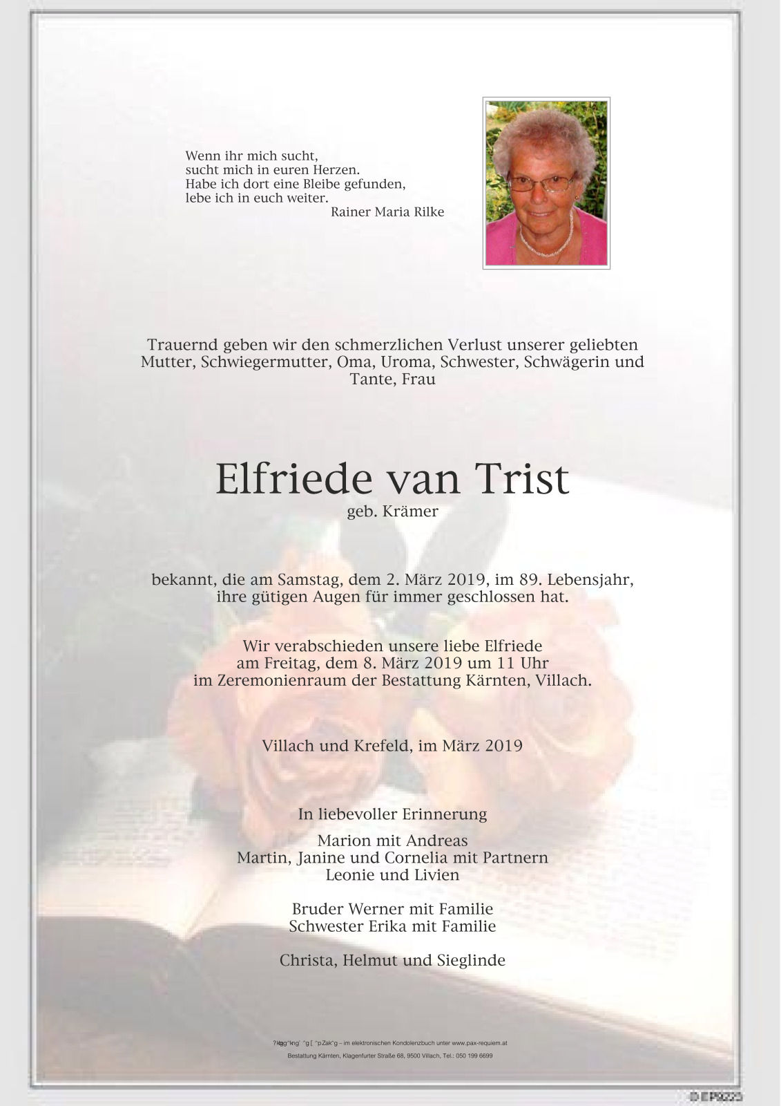 Parte Elfriede van Trist, geb. Krämer