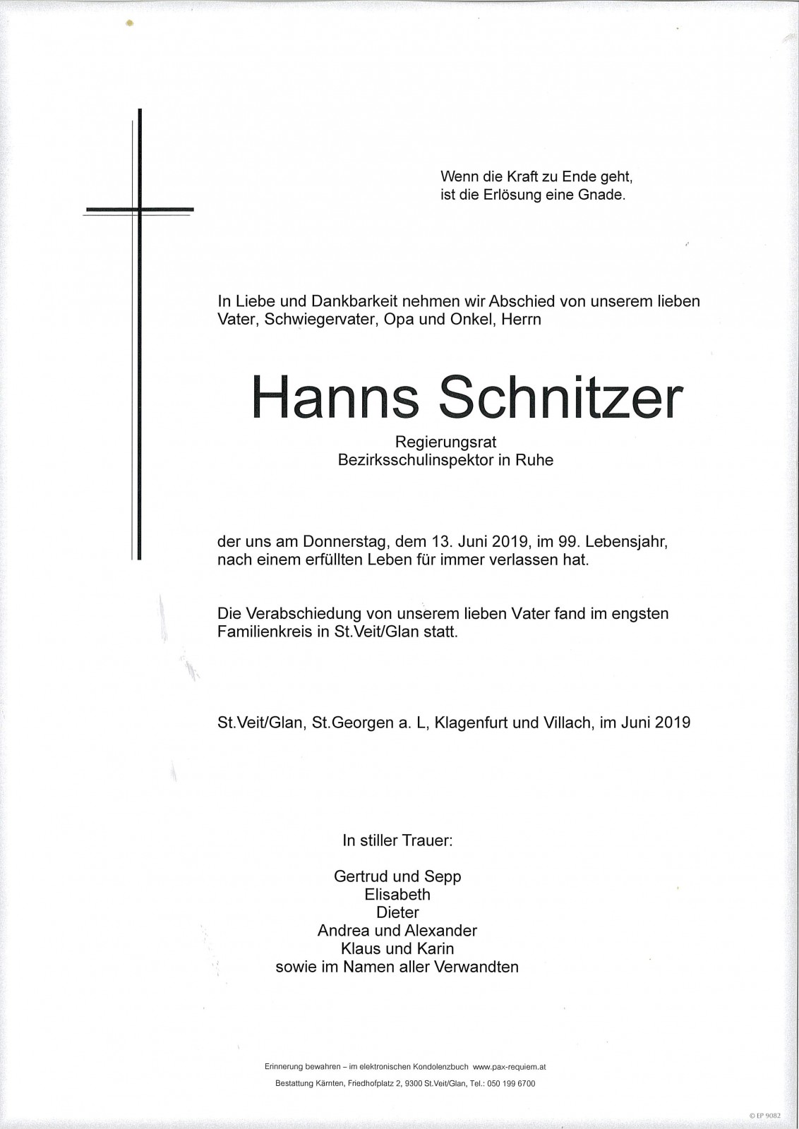 Parte Reg. Rat. Hanns Schnitzer