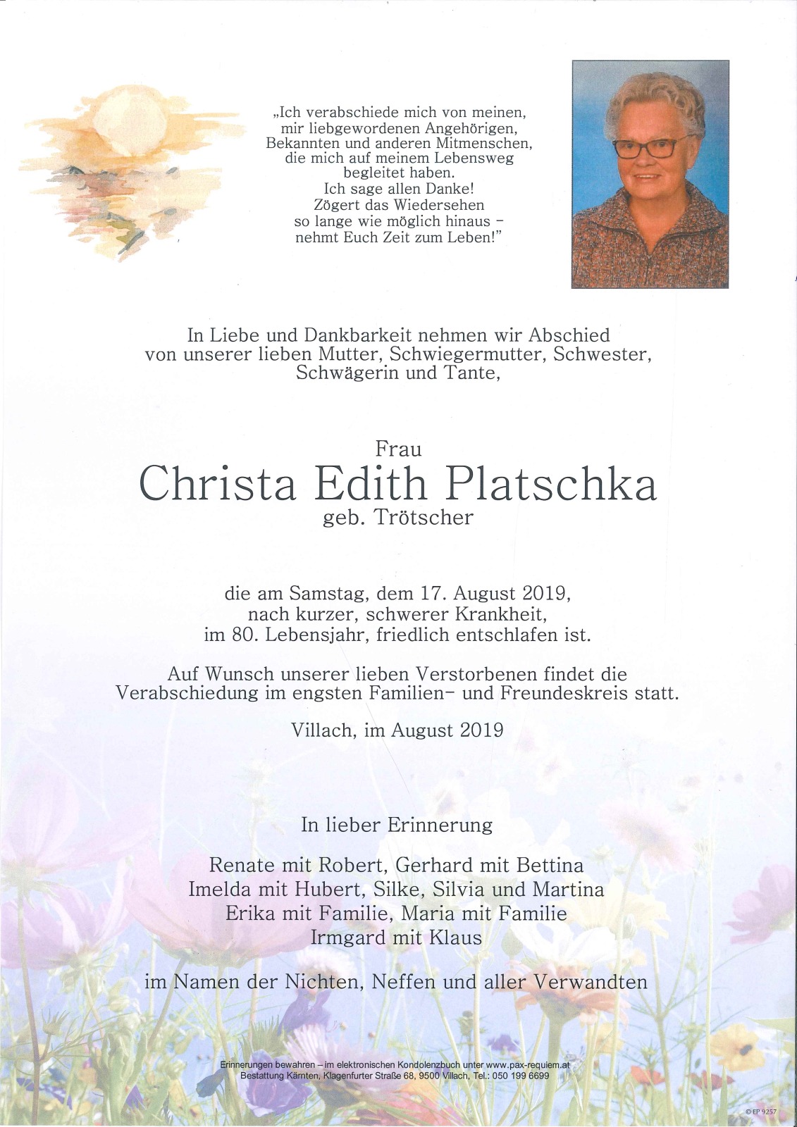 Parte Christa Edith Platschka