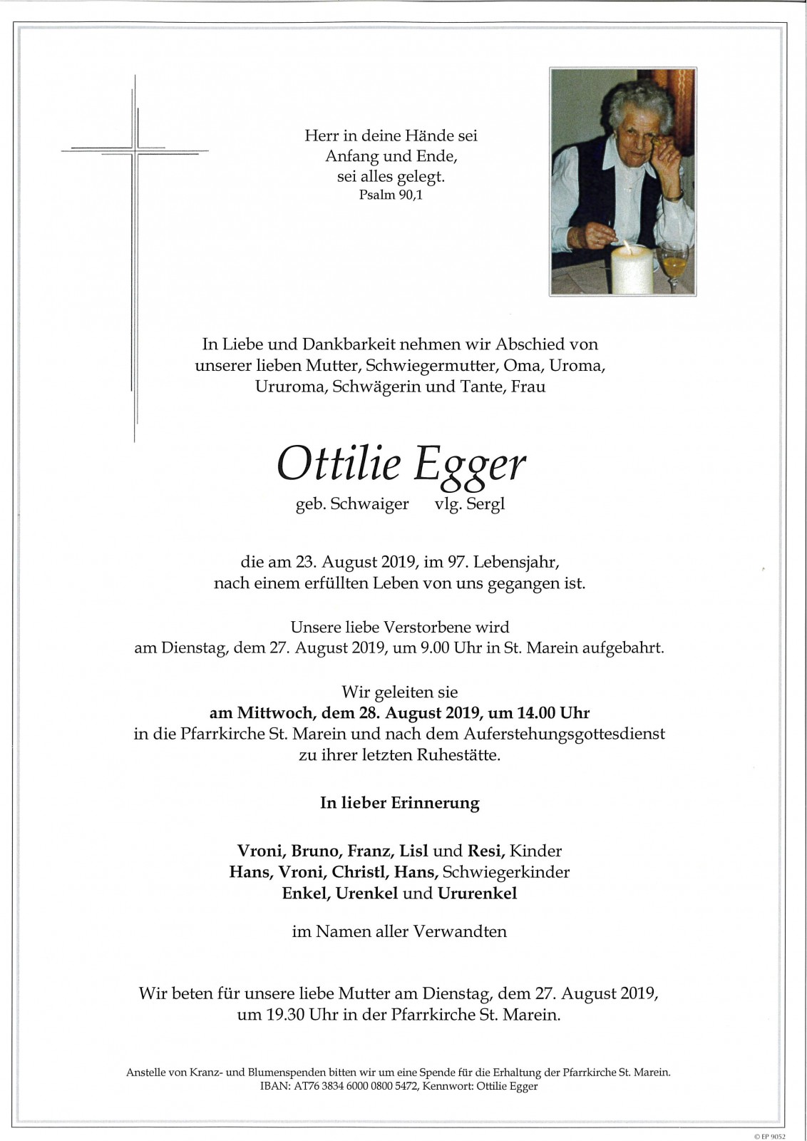 Parte Ottilie Egger, vlg. Sergl