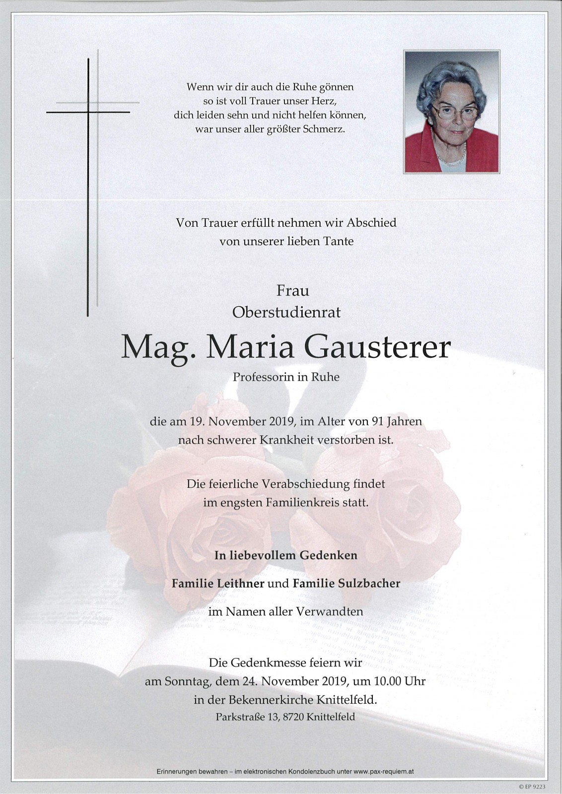 Parte Oberstudienrat Mag. Maria Gausterer