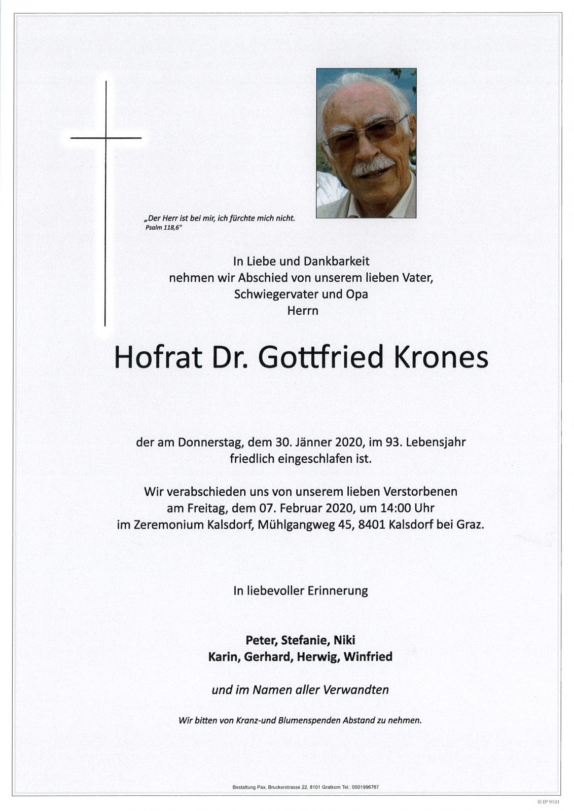 Parte Hofrat Dr. Gottfried Krones