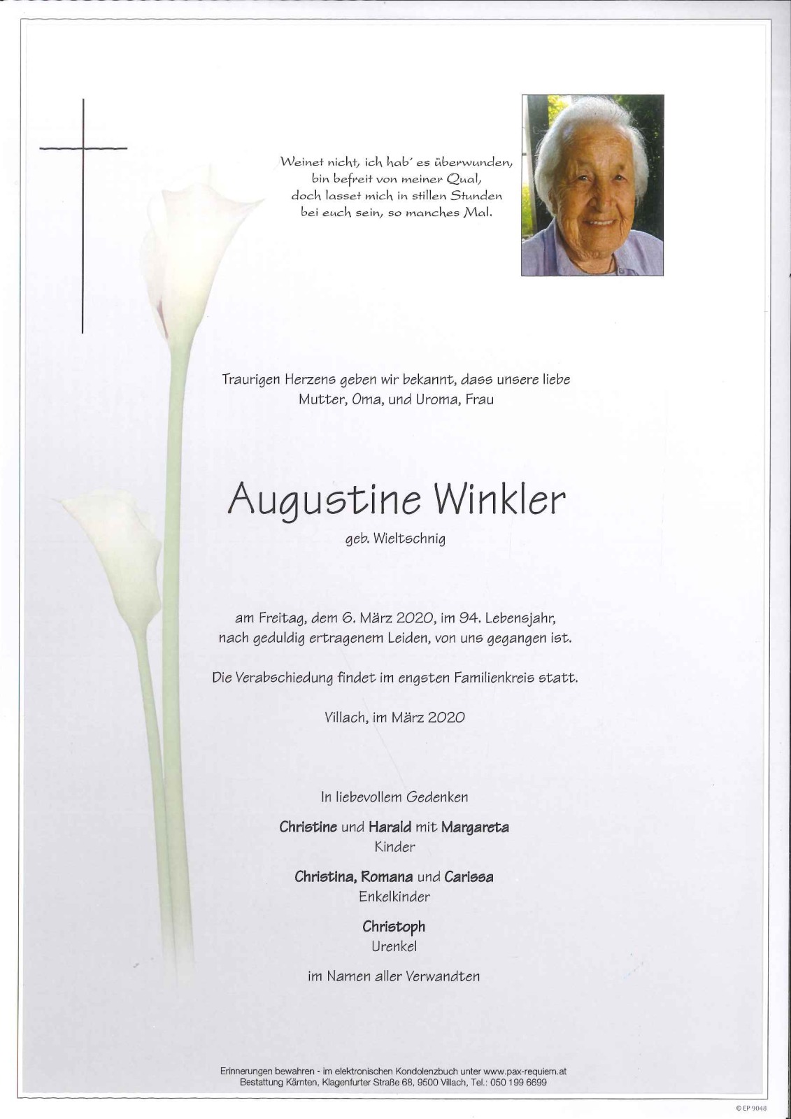 Parte Augustine Winkler geb. Wieltschnig