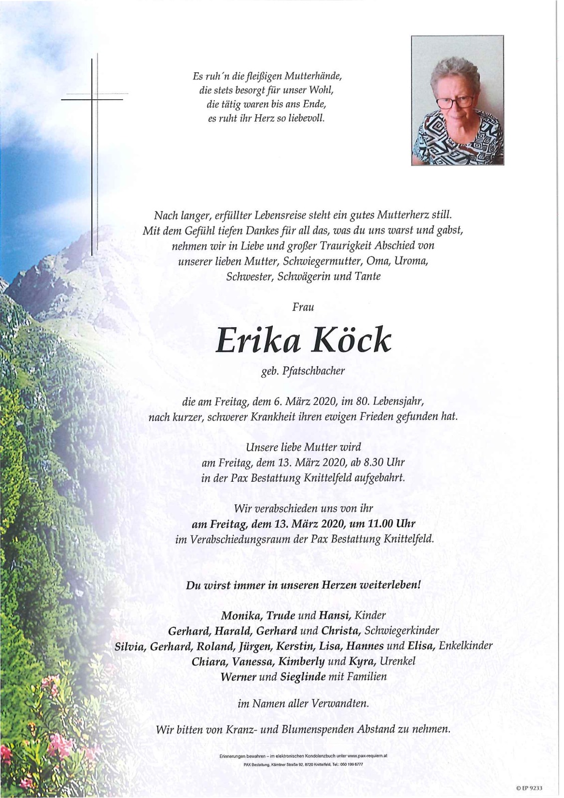 Parte Erika Köck geb. Pfatschbacher