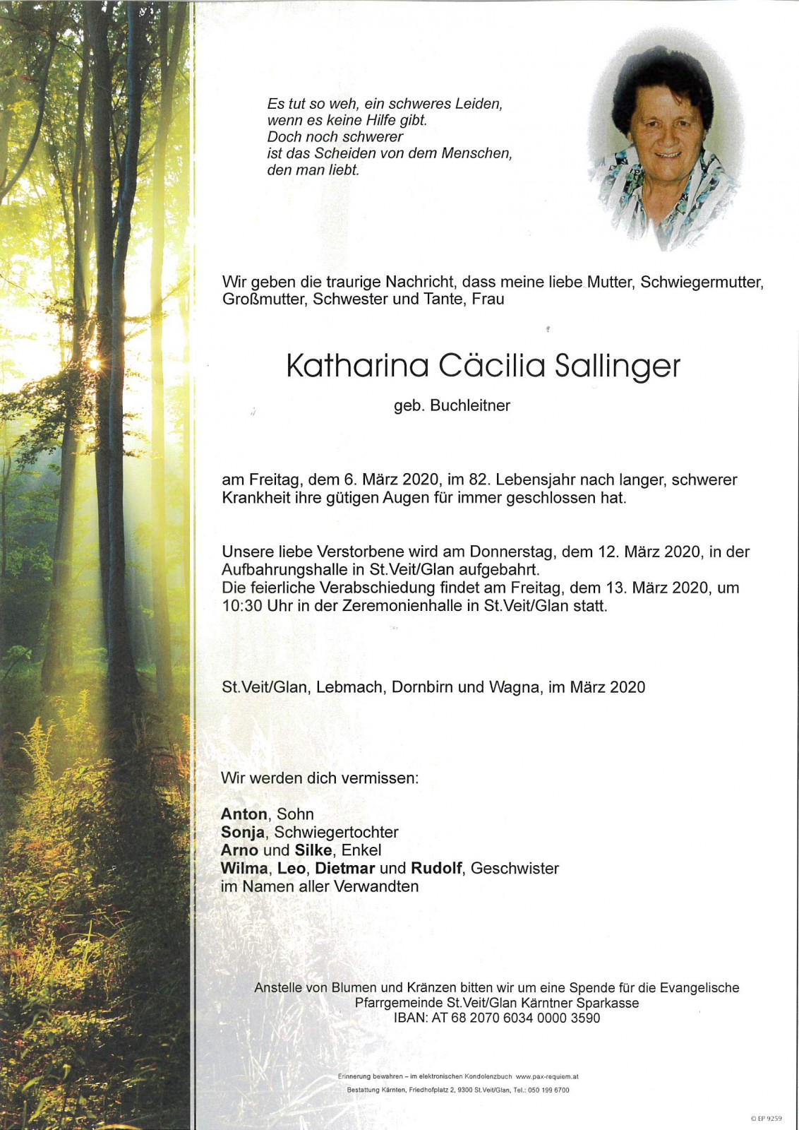 Parte Katharina Cäcilia Sallinger geb. Buchleitner