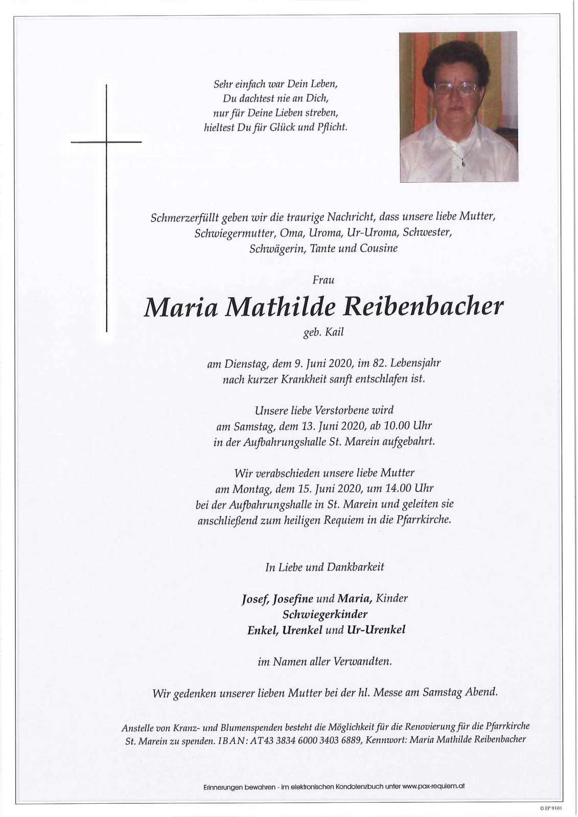 Parte Maria Mathilde Reibenbacher geb. Kail