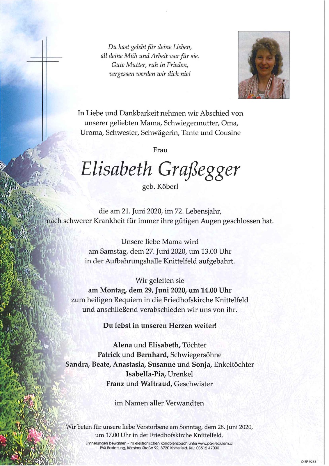 Parte Elisabeth Graßegger geb. Köberl