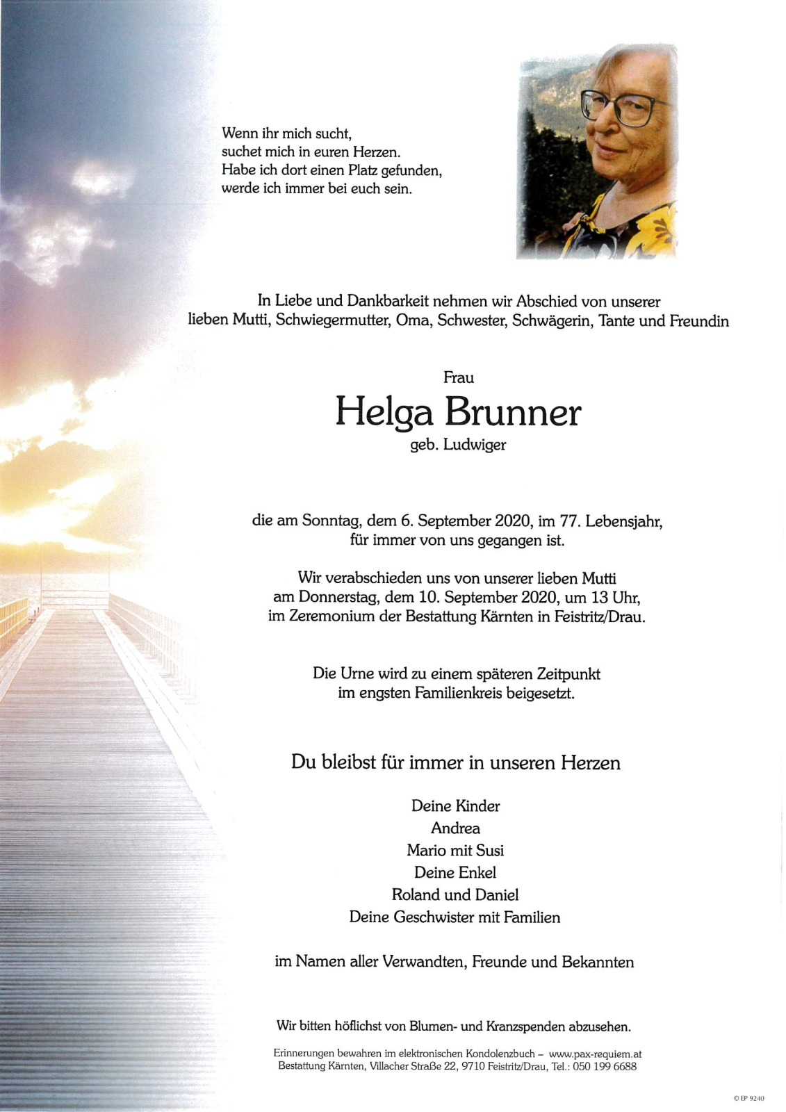 Parte Helga Brunner, geb. Ludwiger