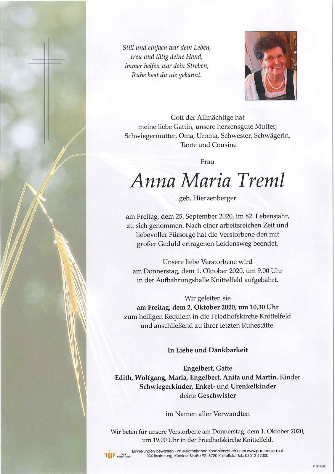 Parte Anna Maria Treml geb. Hierzenberger