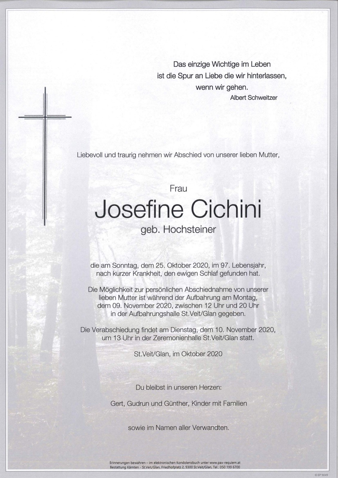 Parte Josefine Cichini   geb. Hochsteiner