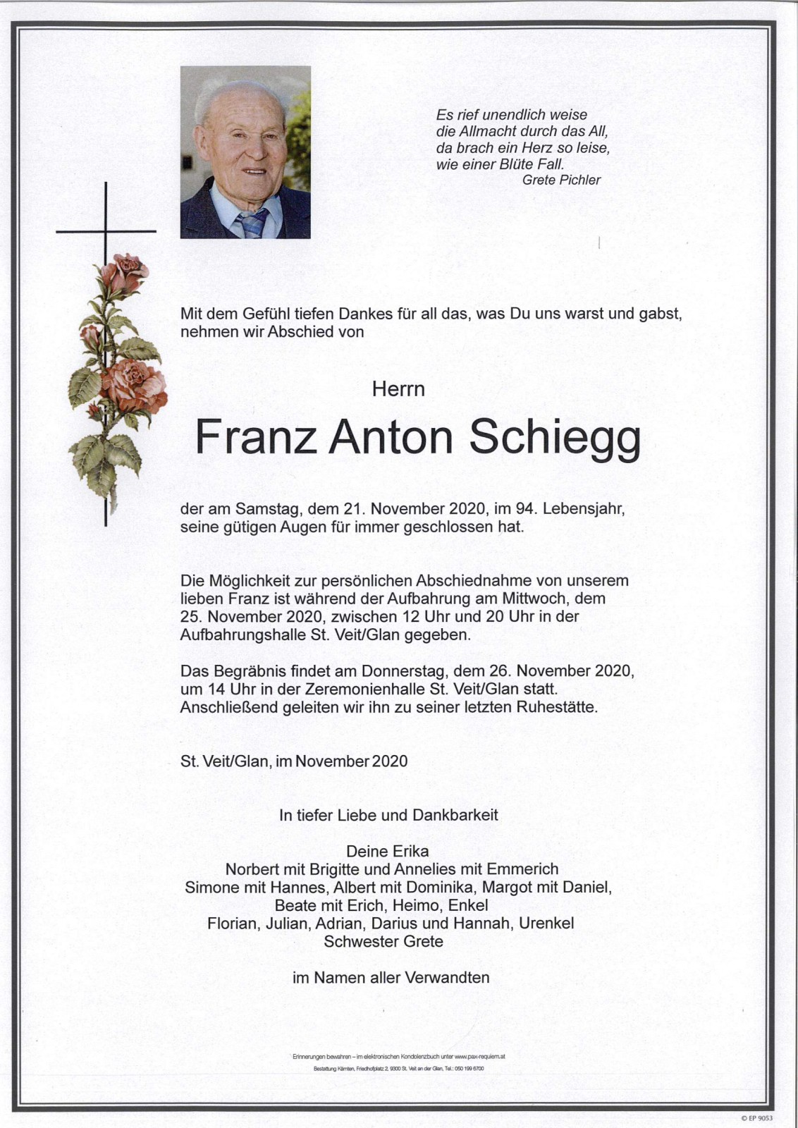 Parte Franz Anton Schiegg