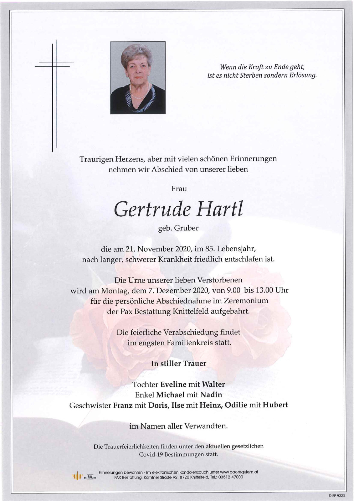 Parte Gertrude Hartl geb. Gruber