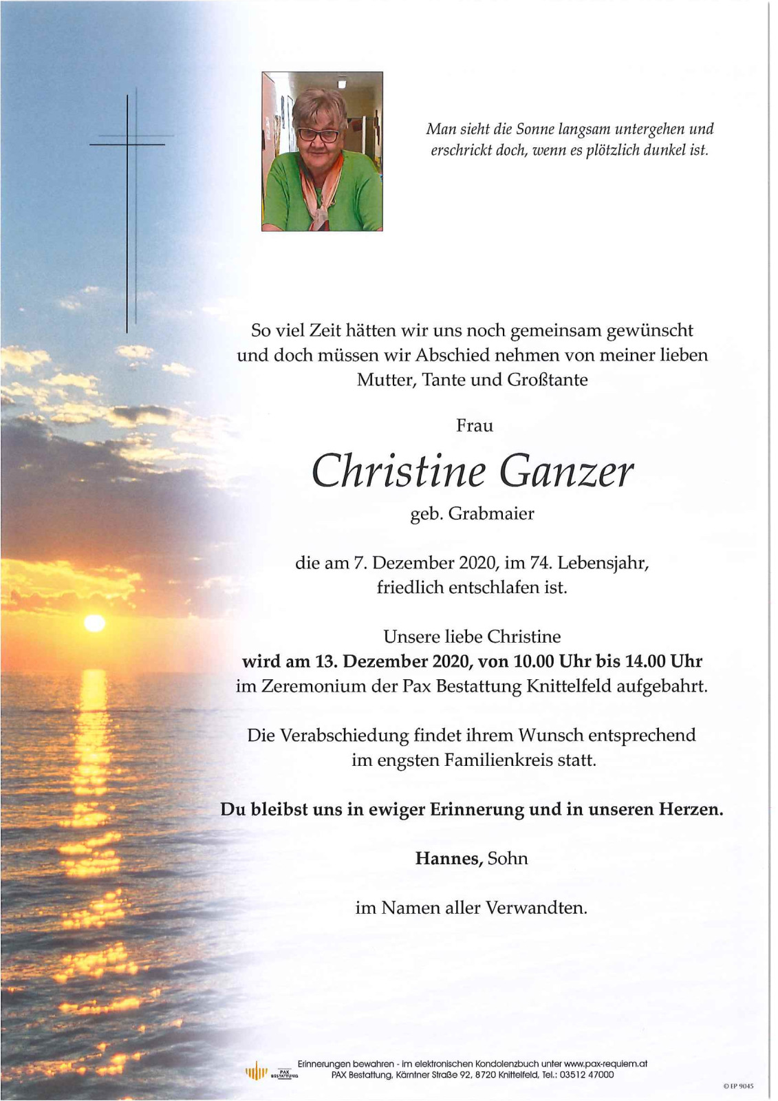 Parte Christine Ganzer geb. Grabmaier