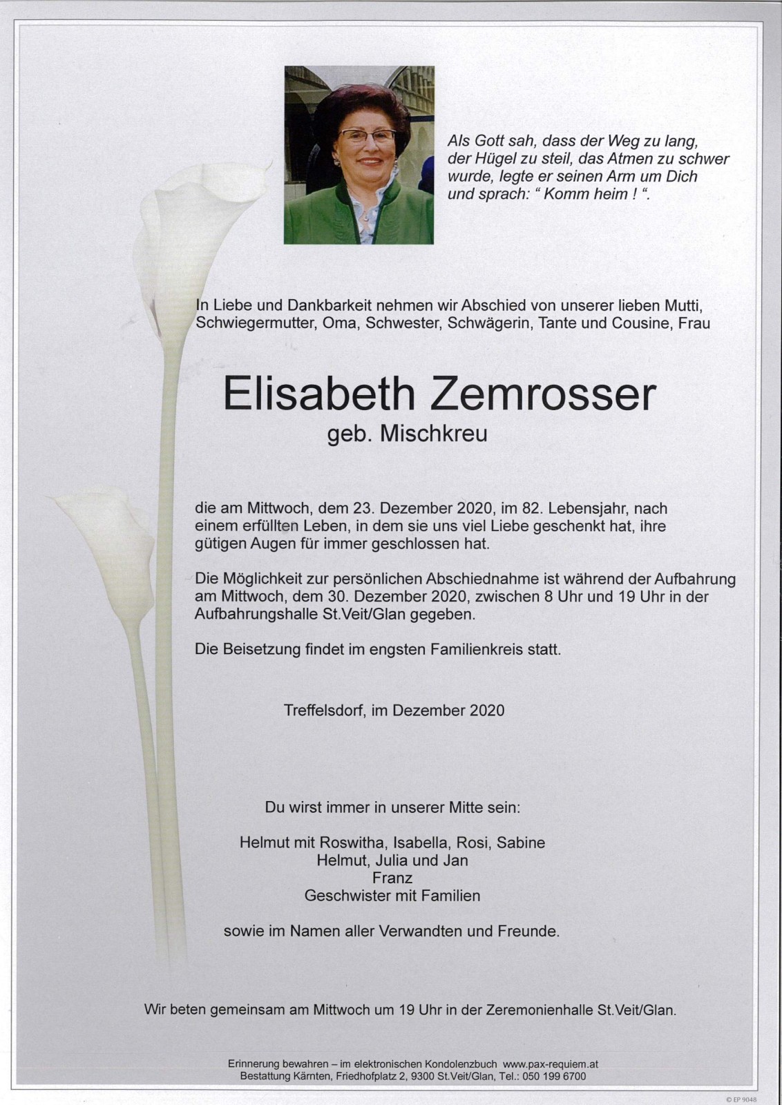 Parte Elisabeth Zemrosser  geb. Mischkreu