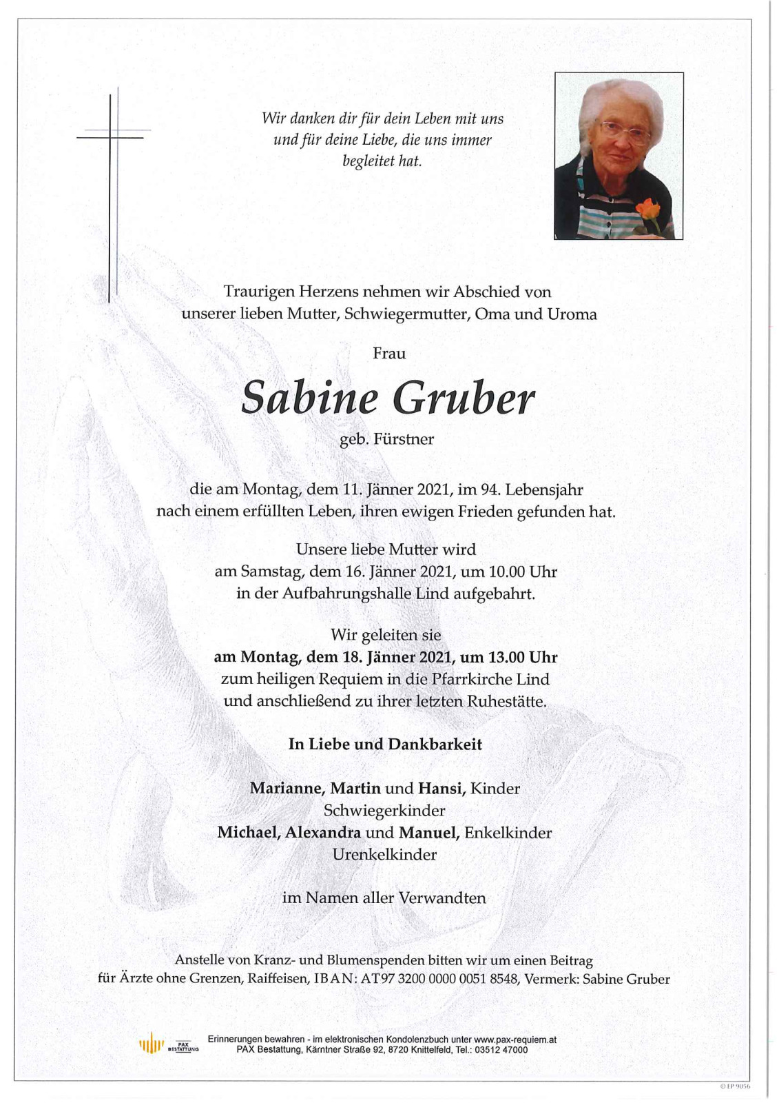 Parte Sabine Gruber geb. Fürstner