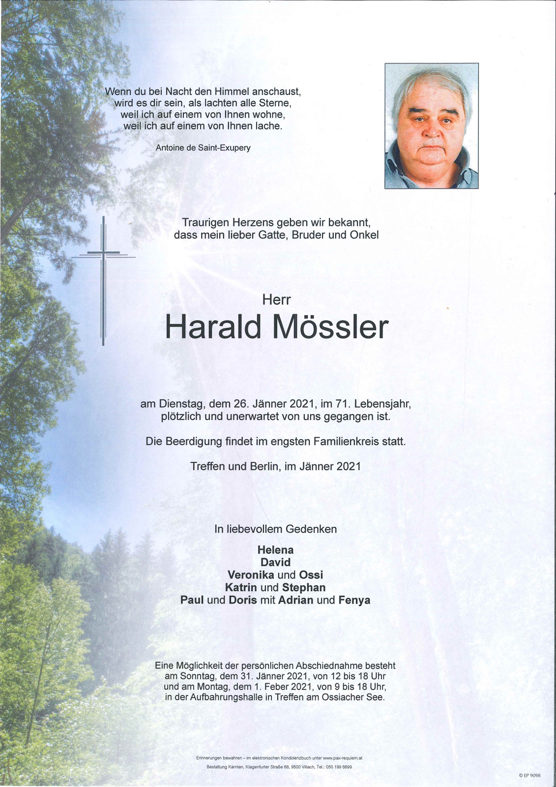 Parte f r Harald M ssler pax requiem