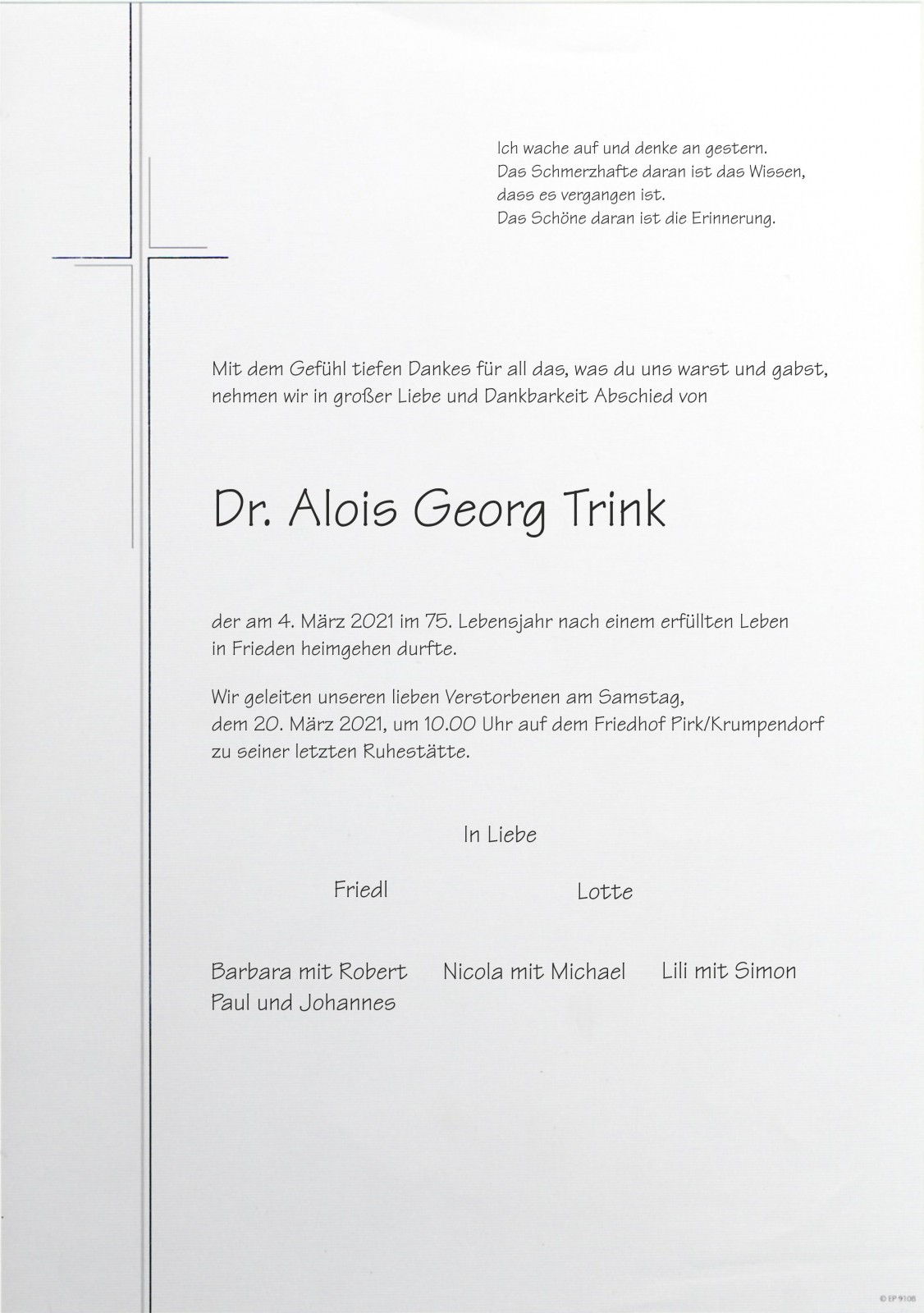 Parte Dr. Alois Georg Trink