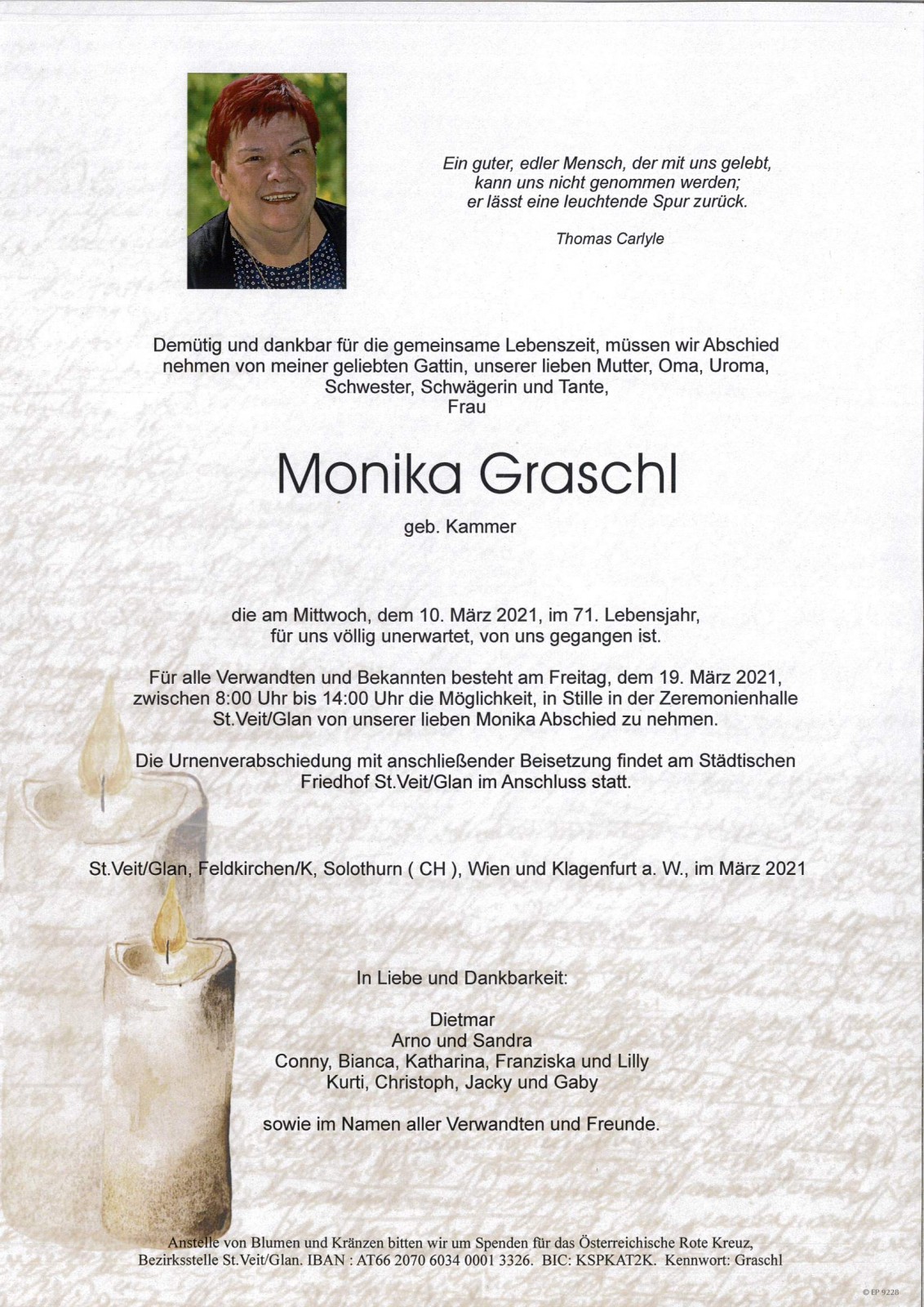 Parte Monika Graschl geb. Kammer