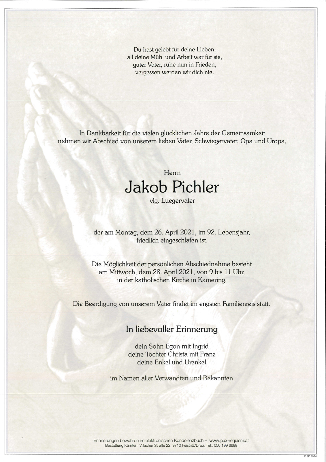 Parte Jakob Pichler, vlg. Luegervater