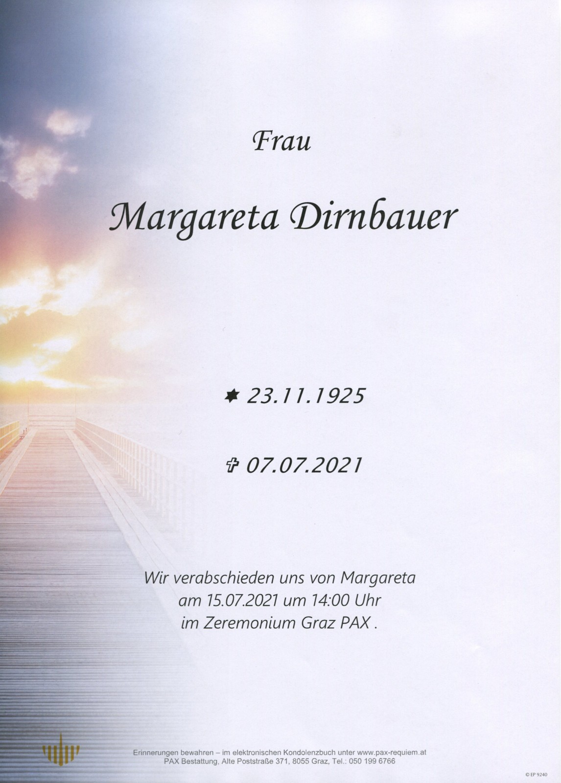 Parte Margareta Dirnbauer geb. Hammer