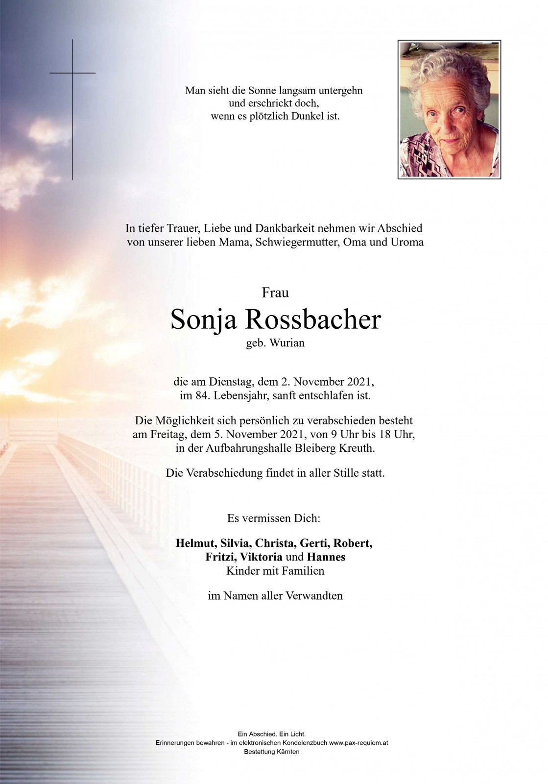 Parte Sonja Rossbacher geb. Wurian