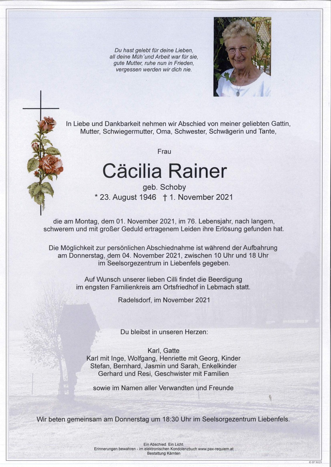 Parte Cäcilia Rainer  geb. Schoby