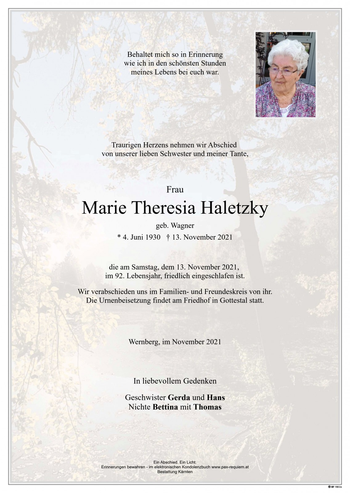 Parte Marie Theresia Haletzky