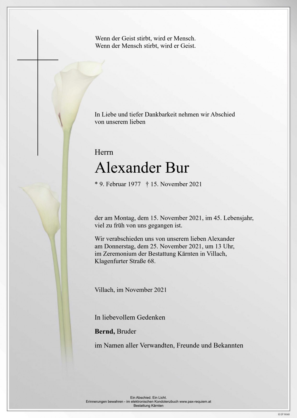 Parte f r Alexander Bur pax requiem