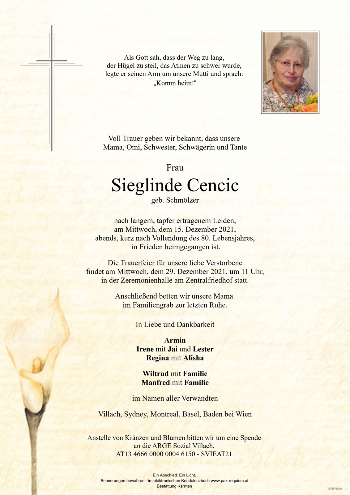 Parte Sieglinde Cencic geb. Schmölzer