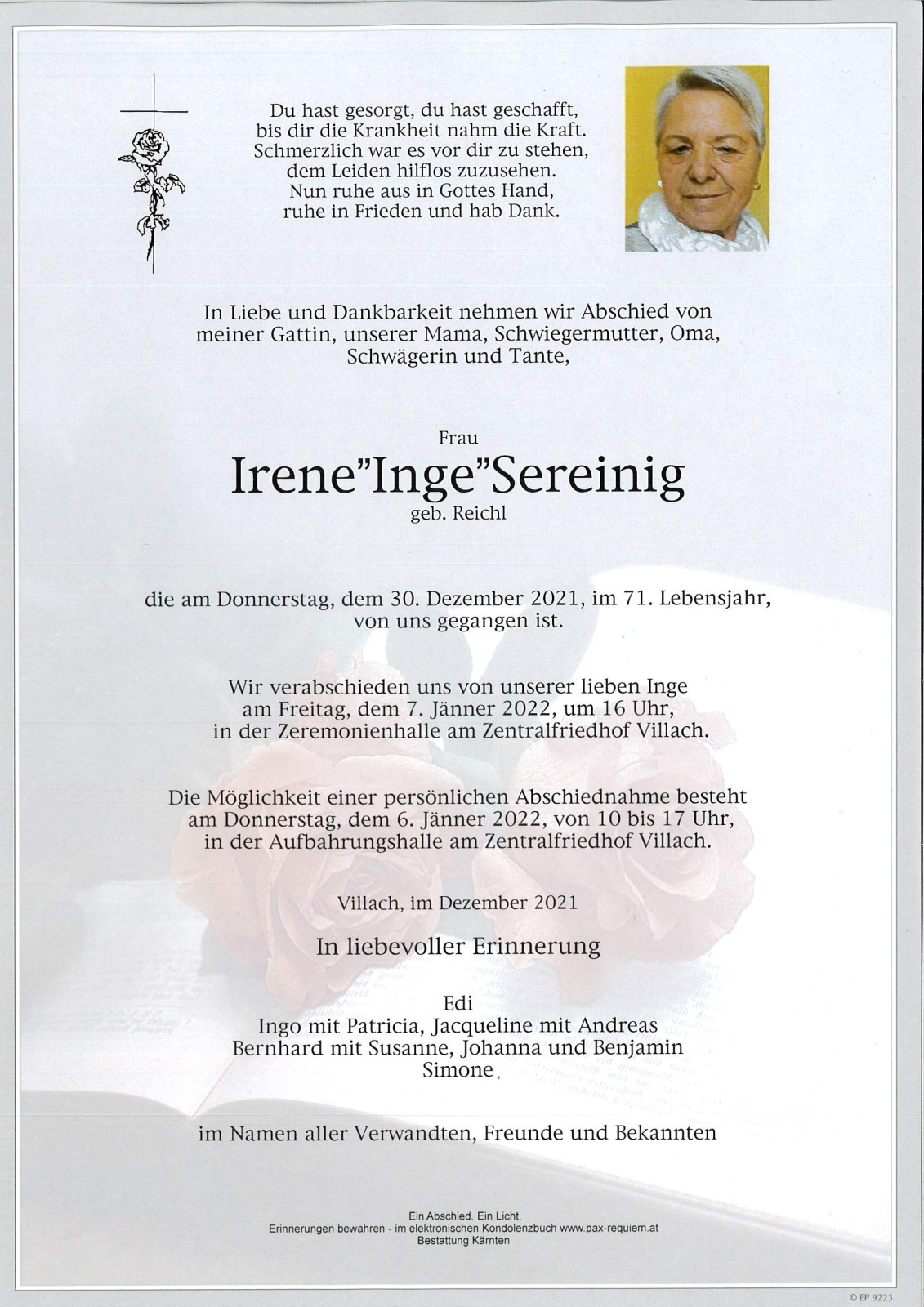 Parte Irene"Inge" Sereinig, geb. Reichl