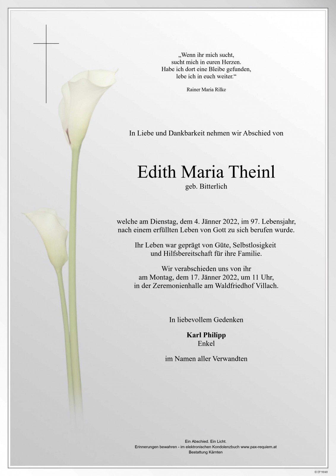 Parte Edith Maria Theinl geb. Bitterlich