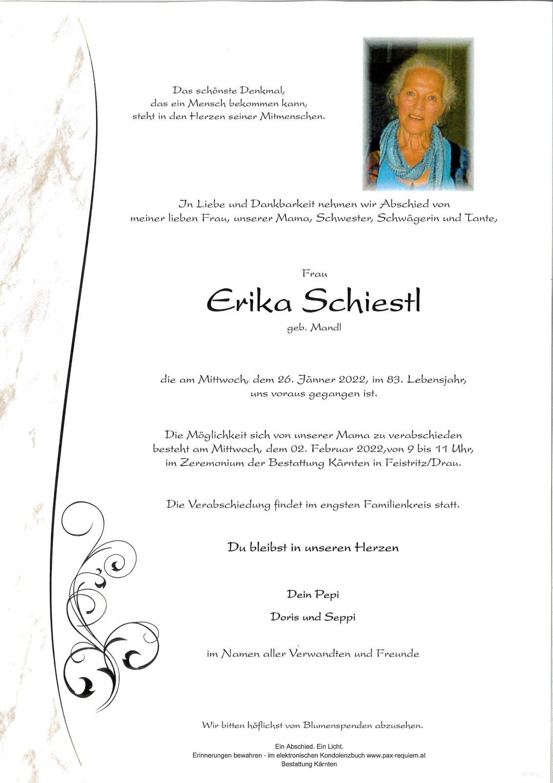 Parte Erika Schiestl, geb. Mandl