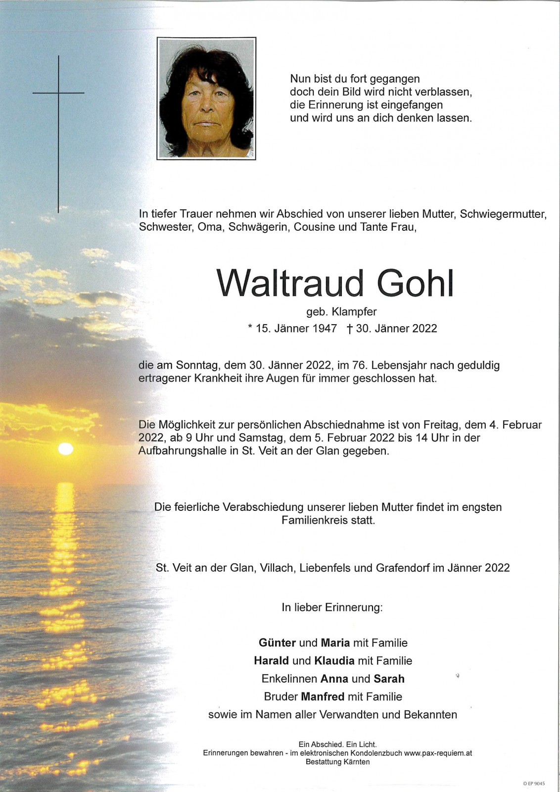 Parte Waltraud Gohl geb. Klampfer