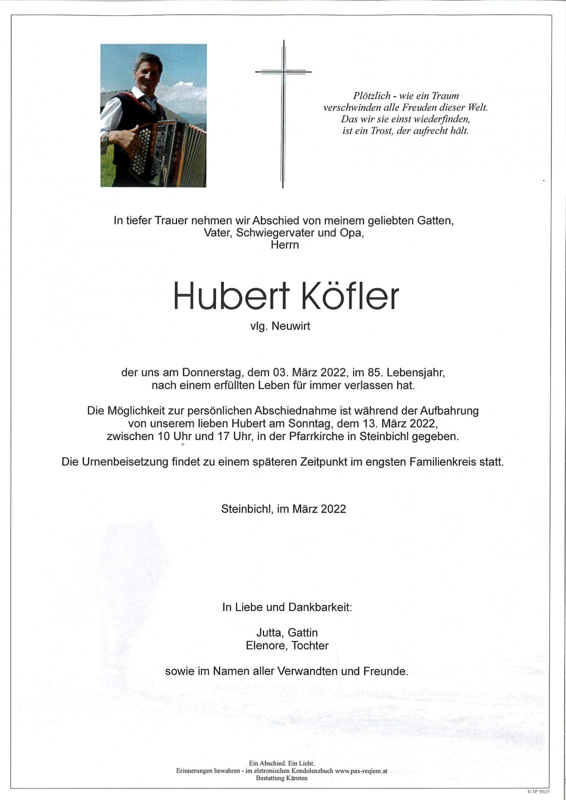 Parte Hubert Köfler  vlg. Neuwirt