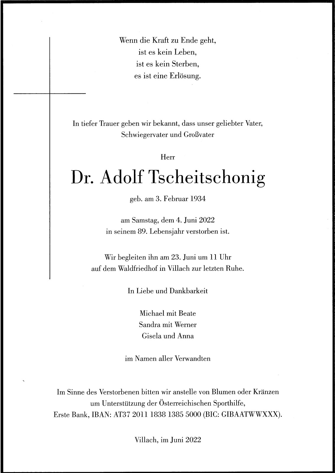 Parte Dr. Adolf Tscheitschonig