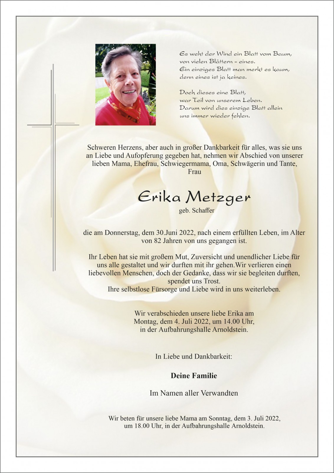 Parte Erika Metzger geb. Schaffer