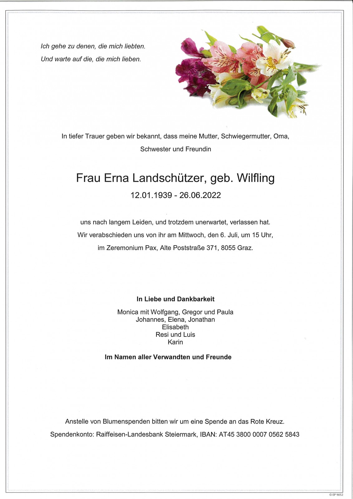 Parte Erna Landschützer, geb. Wilfling