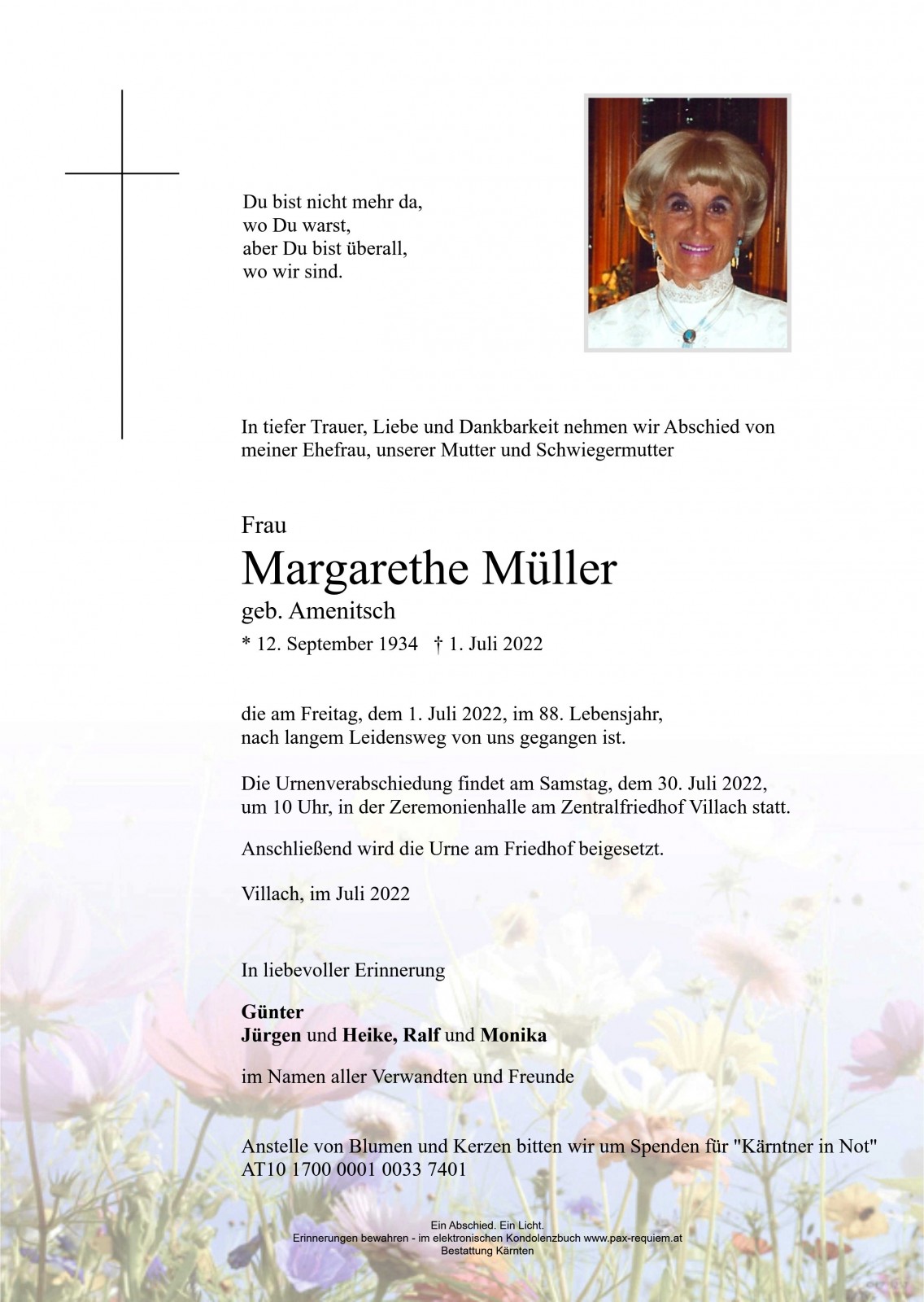 Parte Margarethe Müller, geb. Amenitsch