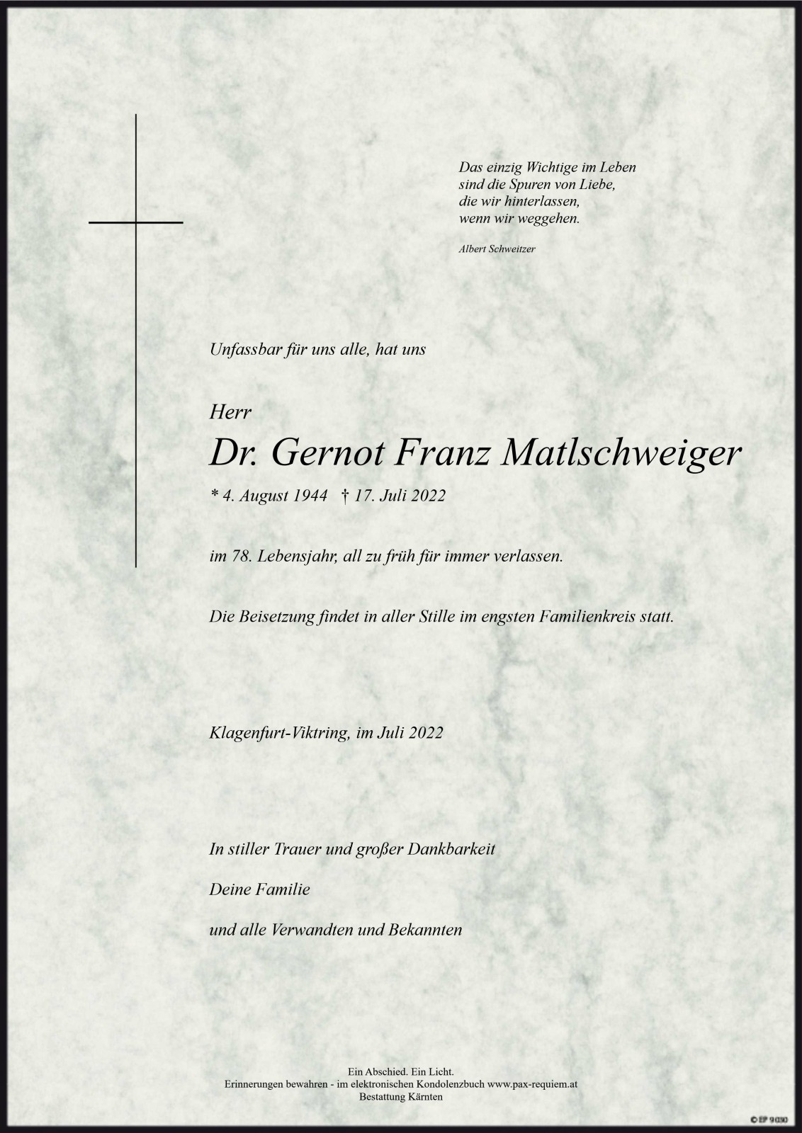 Parte Dr. Gernot Franz Matlschweiger