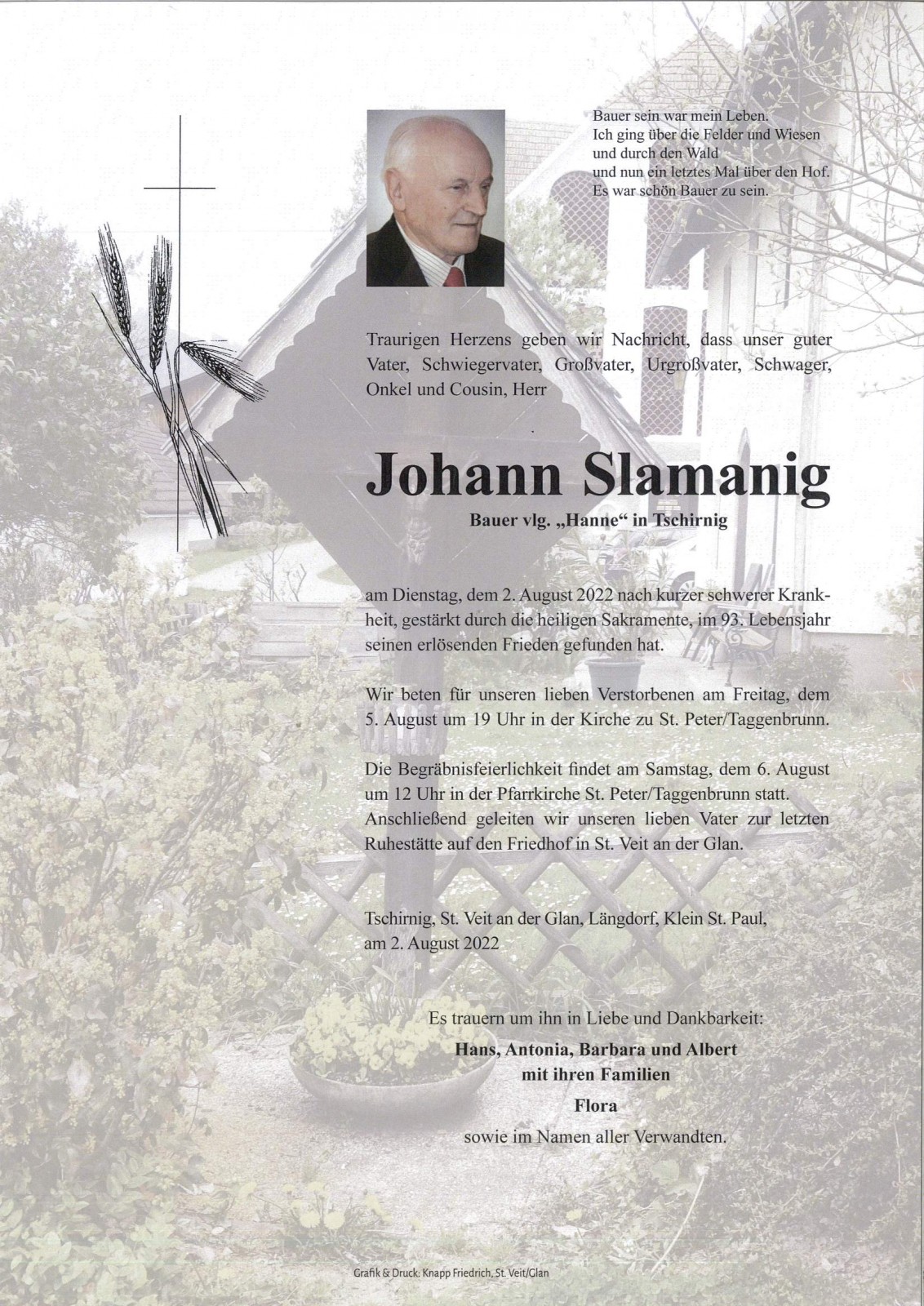 Parte Johann Slamanig    ,,vlg. Hanne"