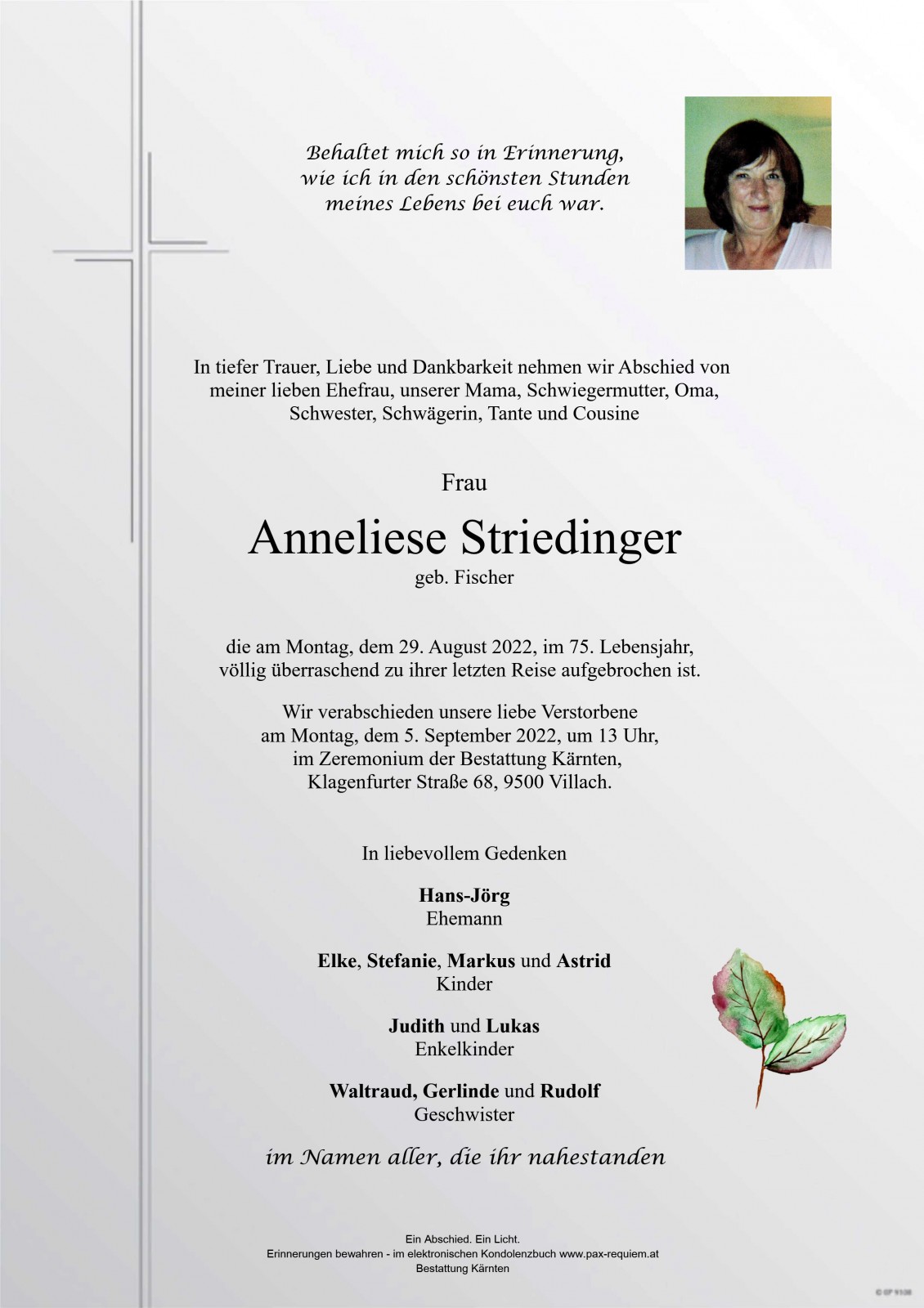 Parte Anneliese Striedinger geb. Fischer