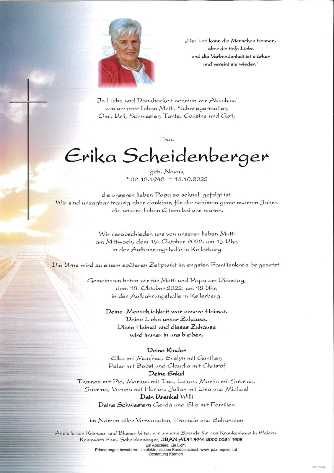 Parte Erika Scheidenberger, geb. Novak