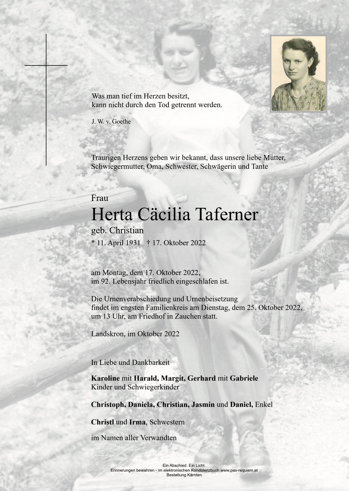 Parte Herta Cäcilia Taferner